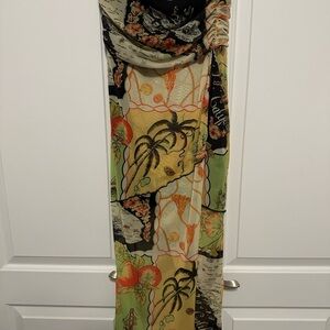 Urban Outfitters Green and Black Patterned Scarf